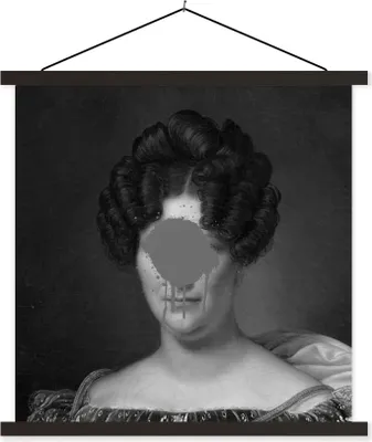 Produktbild von MuchoWow® Textilposter Johanna Henriette Engelen - Alexandre Jean Dubois Drahonet - Schwarz und Weiß 120x120 cm mit schwarzem Rahmen - Aufhängungsset