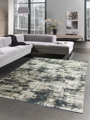 Image de Tapis oriental salon avec design abstrait en noir beige Taille - 80 x 300 cm