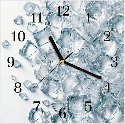 Produktbild von Wanduhr aus Glas mit Motiv Eiswürfel Haufen- 30 x 30 cm - inkl. Aufhängesystem