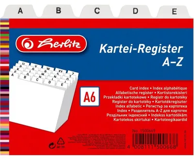 Produktbild von Herlitz Karteikarten Register A-Z / Karteiregister / PP / DIN A6 / Farbe: weiß