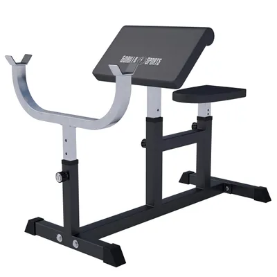 Produktbild von GORILLA SPORTS® Curlbank - Sitz, Curlpult und Hantelablage 5-fach Verstellbar, bis 200kg, Rutschfeste Füße, Schwarz - Curl Hantelbank, Trainingsbank,