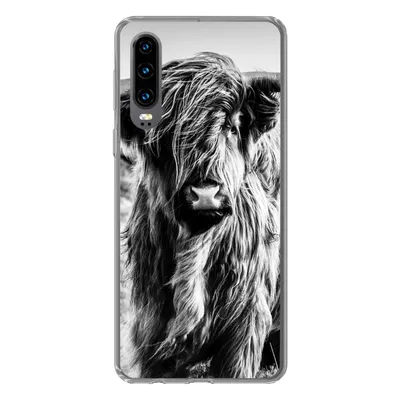 Produktbild von MuchoWow® Handyhülle Schutzhülle Hülle für Huawei P30 Schottischer Highlander - Natur - Kuh - Schwarz - Weiß Silikon Softcase Handy Hülle - Kartenbesitzer