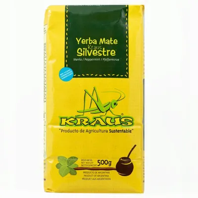 Imagen del producto de Yerba Mate Kraus Silvestre, sabor a menta (peppermint), 500g (0,5kg)