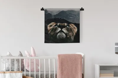 Produktbild von MuchoWow® Wandteppich Wandbehang Tiger - Berg - Tiere 60x60 cm Tapisserie Dekoration Wandtuch - Dekorationen - Wand Decke