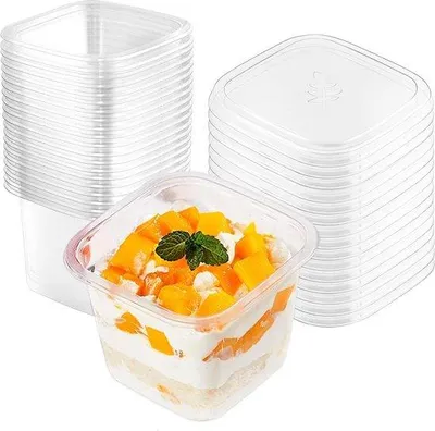 Produktbild von Eckige Plastikbecher 150 Stück 400ml wiederverwendbar