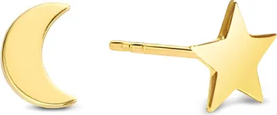 Produktbild von Neu Bling 9NBG-0721 Goldohrringe Stern und Mond - Ohrringe - Stern - 4,5 mm - Ohrstecker - 14 Karat - Gold