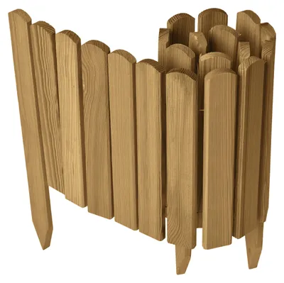 Produktbild von Garronda Beeteinfassung Holz Rollzaun Gartenzaun imprägniert Flexibler Rollborder Rasenkante  Länge: 100 cm (Hellbraun, Höhe: 30 cm)
