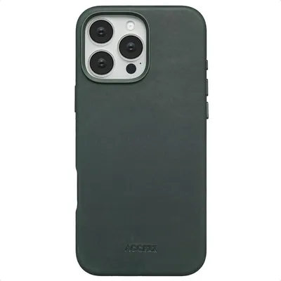 Zdjęcie produktu dla Accezz Vintage Leather Magsafe Backcover dla Apple iPhone 16 Pro Max - Smokey Green