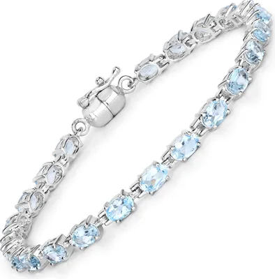 Zdjęcie produktu dla Bransoletka Vira Jewels z rodowanego srebra próby 925 z owalnym niebieskim topazem
