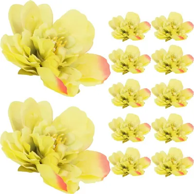 Produktbild von Dekolo Künstliche Blumen Blütenköpfe Pflanzen Deko Pfingstrosen für die Hochzeit Gelb 7cm
