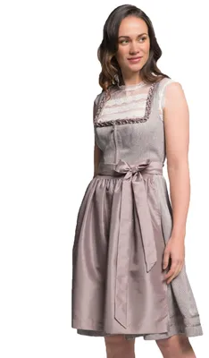 Produktbild von Spieth & Wensky Dirndl Diva Midi-Dirndl Kleid 2-teiliges Trachtenkleid Rocklänge 60cm, Farbe:Taupe, Größe:42/XL