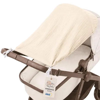 Produktbild von Sonnensegel Kinderwagen 70x45 cm Sonnenschutz UV Schutz Baby Musselin Hellbeige
