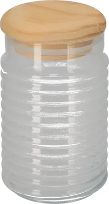 Image de Banquet Pot en verre avec couvercle en bois - 1,1 l