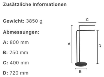 Produktbild von Smedbo Badetuchhalter Standmodell, 2-armig. Stahl Schwarz. BB1231