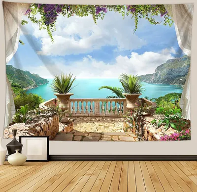 Produktbild von Urlaub Wandteppich Wohnkultur Landschaft Wandteppich Wohnzimmer Schlafzimmer Dekoration Wandteppich Zimmer Vorhang Strandtuch (180cm x 230cm, Farbe 17)