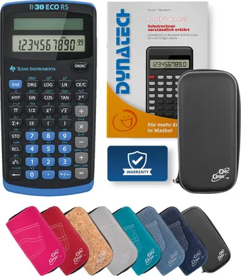 Produktbild von TI-30 ECO RS Taschenrechner mit Schutztasche schwarz und Fachbuch
