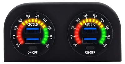 Produktbild von ProRide 12V QC3.0 USB-Ladegerät 4 Ports mit Schalter & Voltmeter
