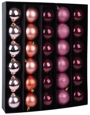 Image de Boules MagicHome Noël, 30 pcs, cuivre-rose, mix, pour le sapin de Noël, 6 cm