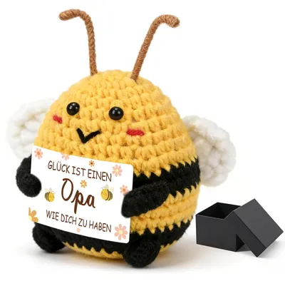 Handgehäkelte Glücksbiene – Geschenk für Opa, 1 Stück