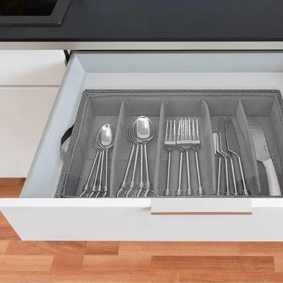 Produktbild von Famanu Besteckbox mit Deckel - Organizer für Besteck - 43 x 26 x 10 cm