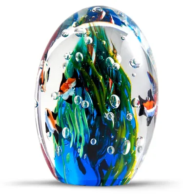 Image de Omgoods - Poids-papier en verre faits à la main - Décoration sur le thème du monde sous-marin