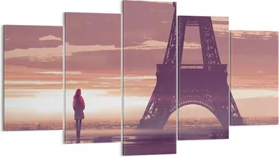 Produktbild von Bild auf Leinwand - Leinwandbild - Paris Stadt Nacht - 160x85cm - Wand Bild - Wanddeko - Wandbilder - Leinwanddruck - Bilder - Kunstdruck - Wanddekoration - Leinwand bilder - Wandkunst - EA160x85-4104