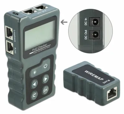 Produktbild von Delock LCD Kabeltester RJ45 / PoE / DC