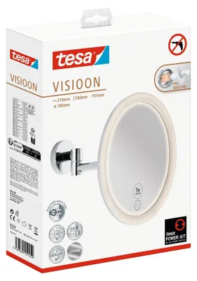 Productafbeelding van tesa 40613-00000-00 tesa Kosmetikspiegel beleuchtet VISIOON LED silber
