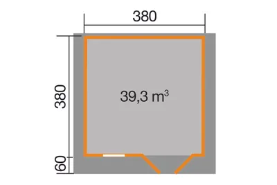 Produktbild von WEKA 111.3838.10.00 Premium Gartenhaus/Blockbohlenhaus Kempten 2 mit Vordach (60 cm)/Doppeltür/Einzelfenster ; Größe: 3 ; Farbgebung: Naturbelassen ; Wandstärke: 28 mm ; Maße (LxBxH): 440 cm x 380 cm x 262 cm ; Seitenwandhöhe: 210 cm
