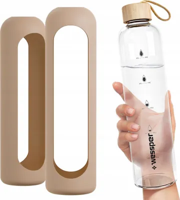 Image de Housse en silicone Pour Le Bouteille En Verre Wessper Activemax 1L - Beige | Housse En Silicone Pour Un Bouteille En Verre