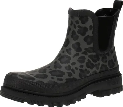 Produktbild von Verbenas Lua Mate  Damenbooots, Stiefelette, Synthetik, Schwarz/Leoprint ,Gummis - Kinderschuhe Teens Mädchen Gr. 25 - 42, Schwarz, absatzh&oumlhe: 20 mm