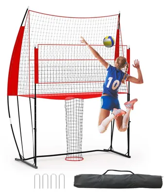 Image de Kit de filet de volleyball - Filet d'entraînement réglable en hauteur - Portable - Autoportant - Adapté à une utilisation en intérieur et en extérieur - Installation rapide - Filet d'entraînement réglable en hauteur