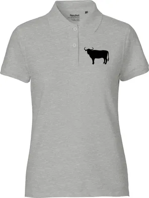 Produktbild von Huuraa Damen Polo Shirt Stier Bulle Silhouette S Sport Grey Bio Baumwolle Fairtrade Poloshirt Geschenkidee