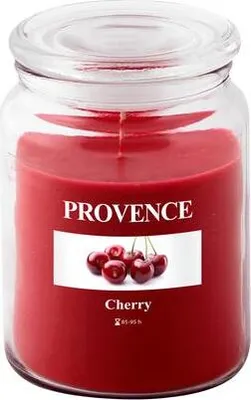 Zdjęcie produktu dla Świeca w szkle z pokrywką 510G, wiśnia
