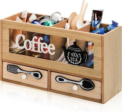 Produktbild von Famanu Kaffeestation Organizer mit 2 Schubladen - Rustikal