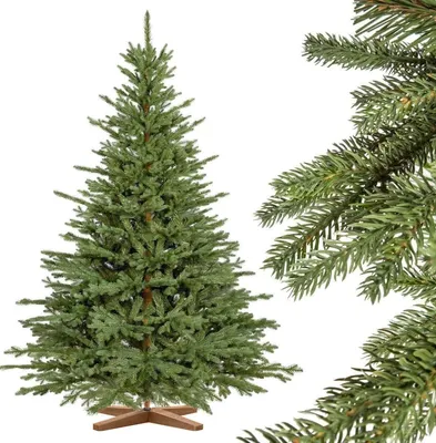 Immagine prodotto di FAIRYTREES Albero di Natale artificiale 150cm Abete Bavarese Premium con supporto in legno | Prodotto in EU | Facile da Montare