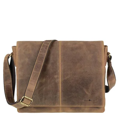 Produktbild von Greenburry Umhängetasche A4 Leder flach mit Tabletfach Vintage antik braun 1632-25