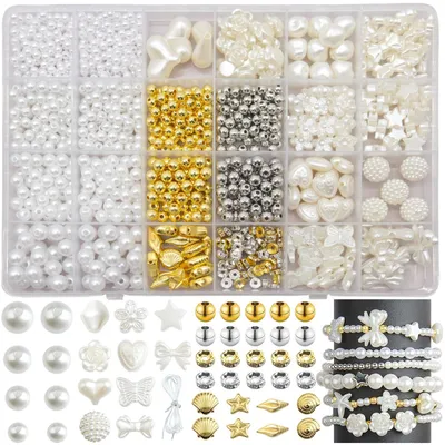 Immagine prodotto di Set di perline bianche per creare braccialetti, kit per realizzare gioielli fai-da-te per ragazze e adulti, perline da infilare per braccialetti, collane e idee regalo. (Quantità: 5)