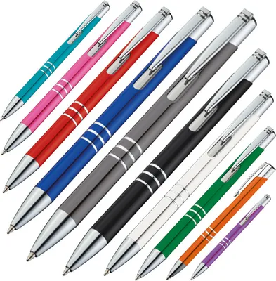 Produktbild von 10 Kugelschreiber aus Metall / 10 verschiedene Farben