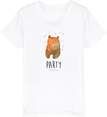 Produktbild von Mr. & Mrs. Panda Kleinkinder T-Shirt Bär Party 5-6 Jahre (110/116) - Weiß - Geschenk, Feiern, Kindershirt, Jungen, Teenager, Teddy, Geburtstag, Kurzarm Kinder, Mädchen