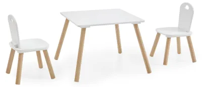 Produktbild von Homes & Jones Kindersitzgruppe Lea 3-teilig aus Massivholz in Weiß/Natur