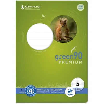 Obrázek produktu pro Ursus Green 040780005 Heft - LIN5, A5, 16 Blatt, 90 g/qm, 5 mm kariert