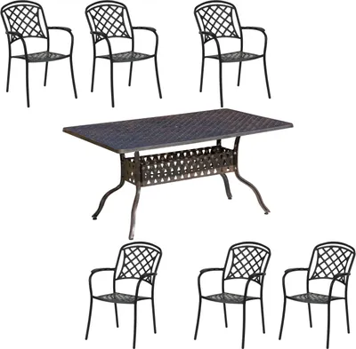 Produktbild von Inko 7-teilige Sitzgruppe Alu-Guss bronze Tisch 150x97x74 cm cm mit 6 Sesseln