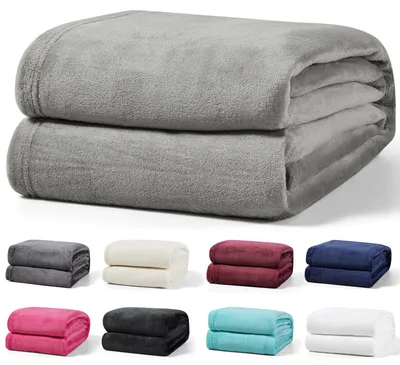 Produktbild von Kuscheldecke 220x240 cm Grau Wohndecke Flauschige Winter Decke Sofadecke Fleecedecke