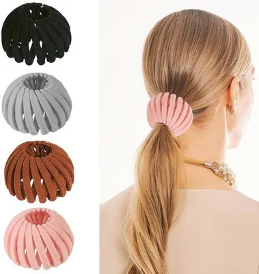 Produktbild von Vier-teiliges Vogelhauben-Haarhalter, Haarhalter für Frauen, skalierbare Haaraccessoires, Pferdeschwanzhalter, Knotenhalter für feines Haar