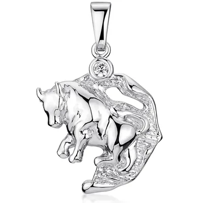 Produktbild von MATERIA Stier Sternzeichen Anhänger Zirkonia für Kette Damen aus 925 Sterling Silber rhodiniert KA-471