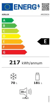 Image de Réfrigérateur combiné intégrable à glissières 251l - Airlux - ARI250CA -