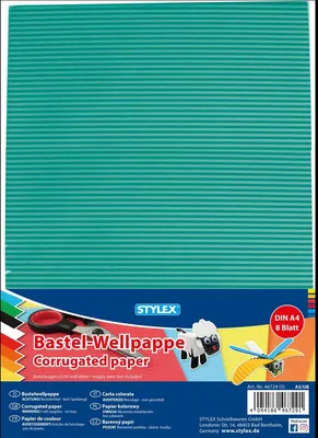 Produktbild von Stylex 46729 Bastel-Wellpappe DIN A4 - 8 Bögen 8 Farben