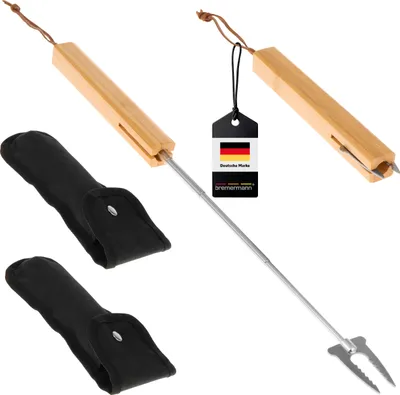 Produktbild von bremermann Teleskop-Grillgabel 2er Set / inkl. Tasche / Edelstahl & Bambus