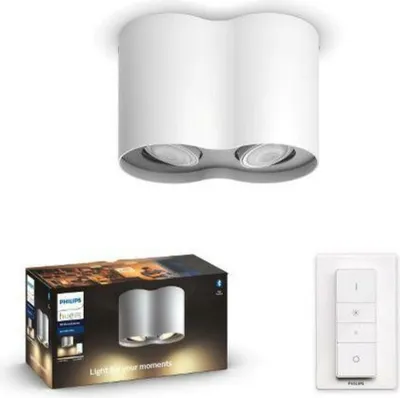 Zdjęcie produktu dla Philips Hue White ambiance Podwójne oświetlenie punktowe Pillar, Inteligentne światło sufitowe, Bluetooth, Biały, LED, Metal, GU10